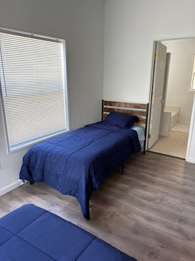 Ranch lodge guest bedroom with twin bed accommodations